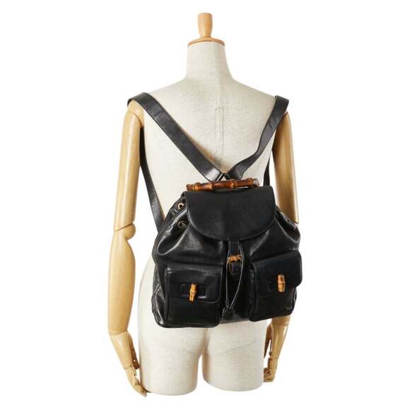Gucci Bamboo Backpack 003 2058 0016 Black Leather Women's GUCCI - Picture 14 of 14